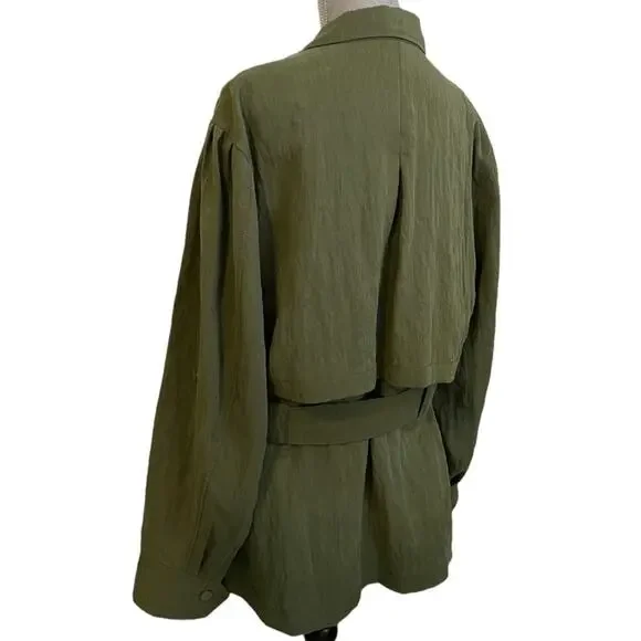 INTERMIX Utility jacket belted green size 14 - Picture 5 of 9